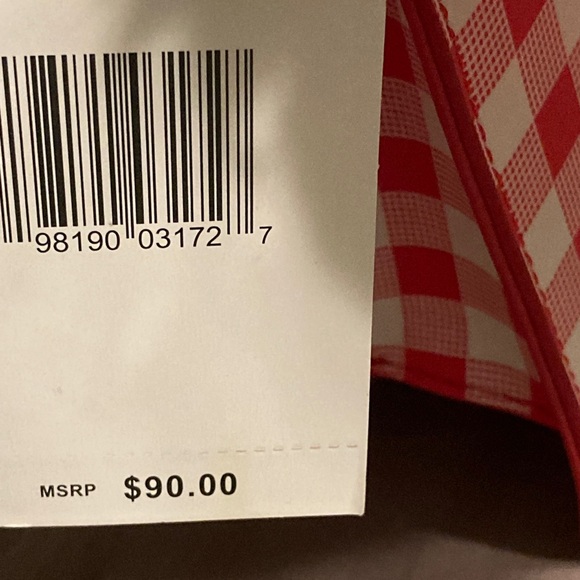 NEW Betsey Johnson Straw Handbag with Red Gingham & Strawberry Accents - Picture 4 of 9